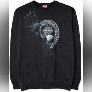 Harley-Davidson Black Crewneck Sweater with Eagle Design